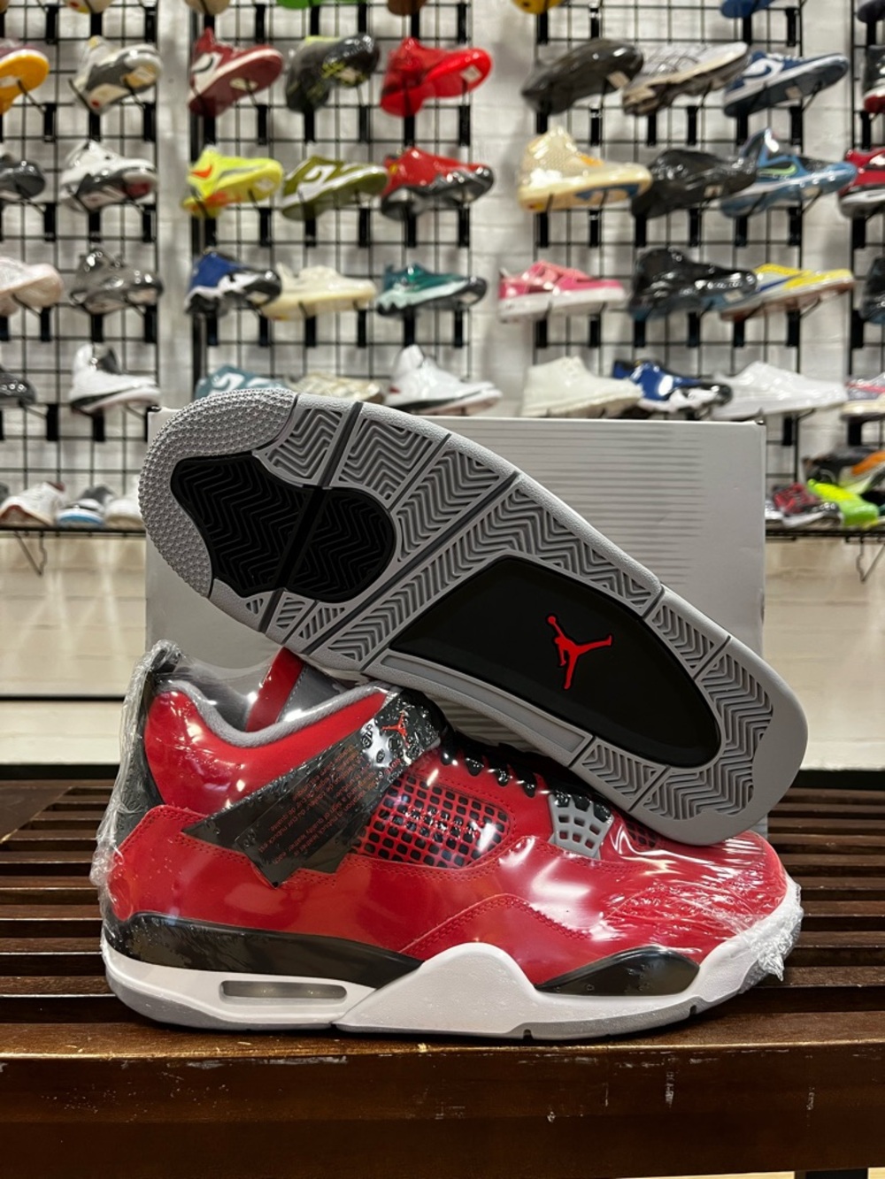 Jordan Red & Black Glossy Retro Basketball Sneakers